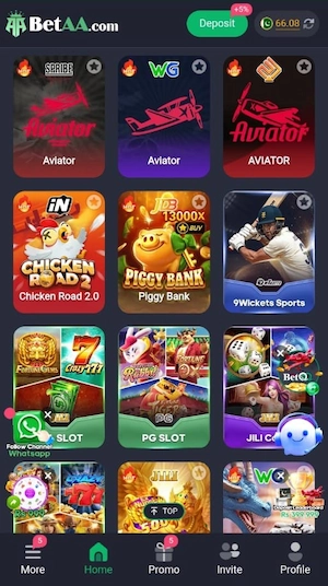 BetAA Game Home Screen image.