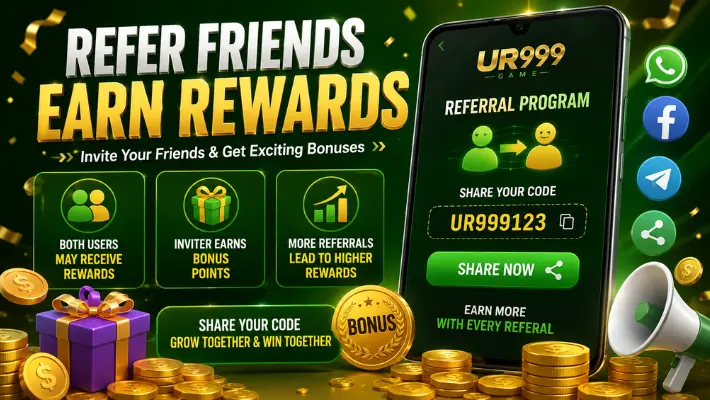 UR999 Game referral program with rewards and bonus sharing options