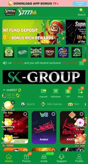 7777 SK Game dashboard interface